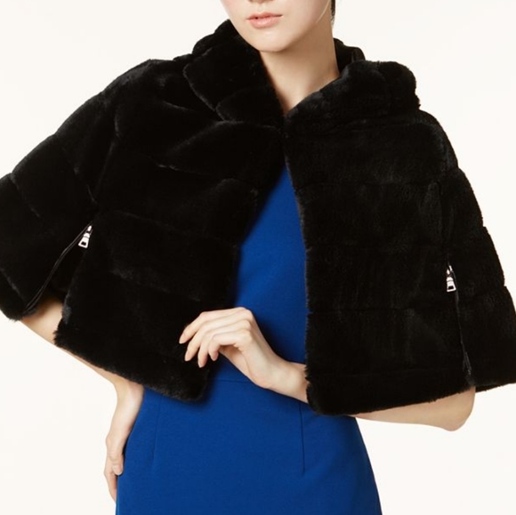 Betsey Johnson Black faux fur cape